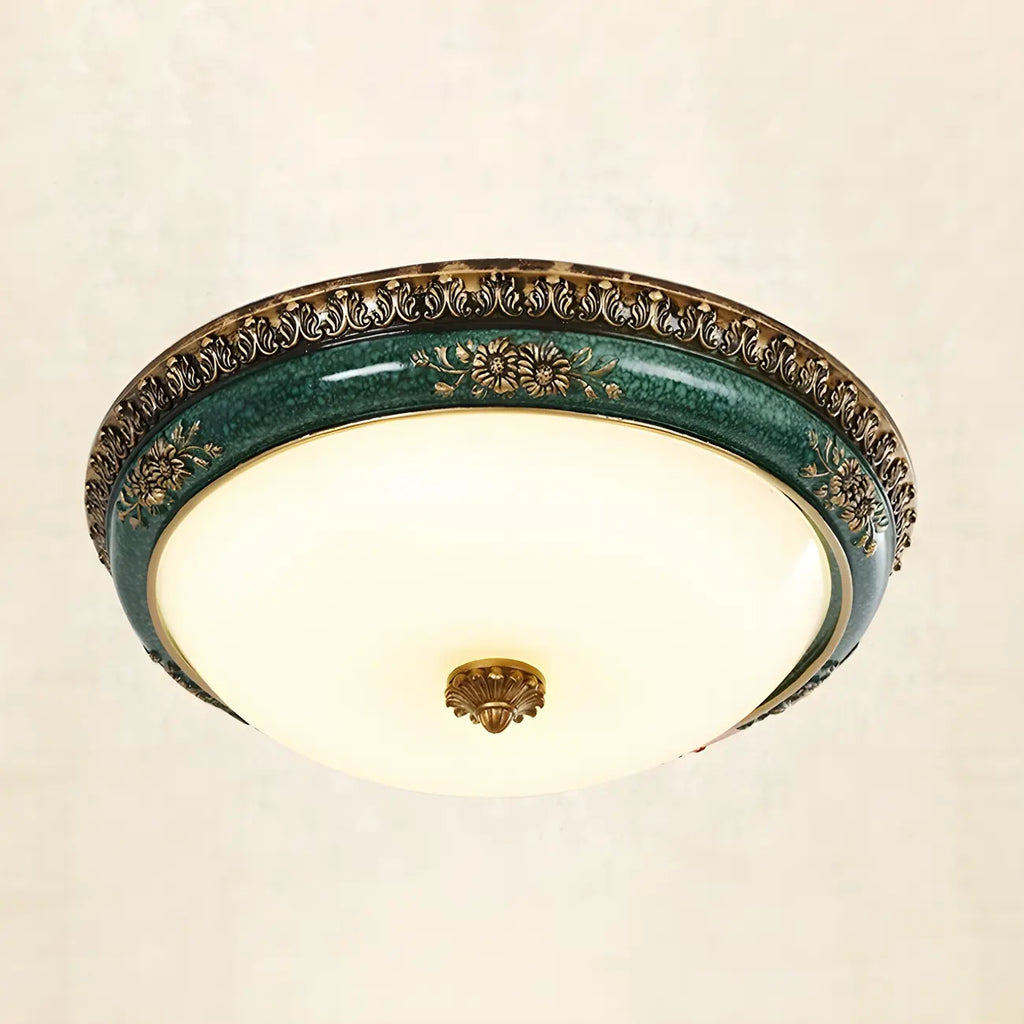Classic Green Bowl Flush Mount LED Ceiling Light