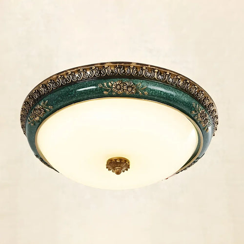 Classic Green Bowl Flush Mount LED Ceiling Light