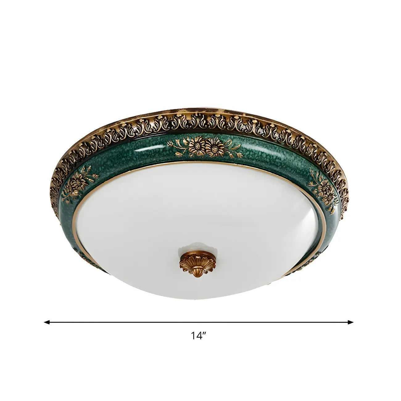 Classic Green Bowl Flush Mount LED Ceiling Light