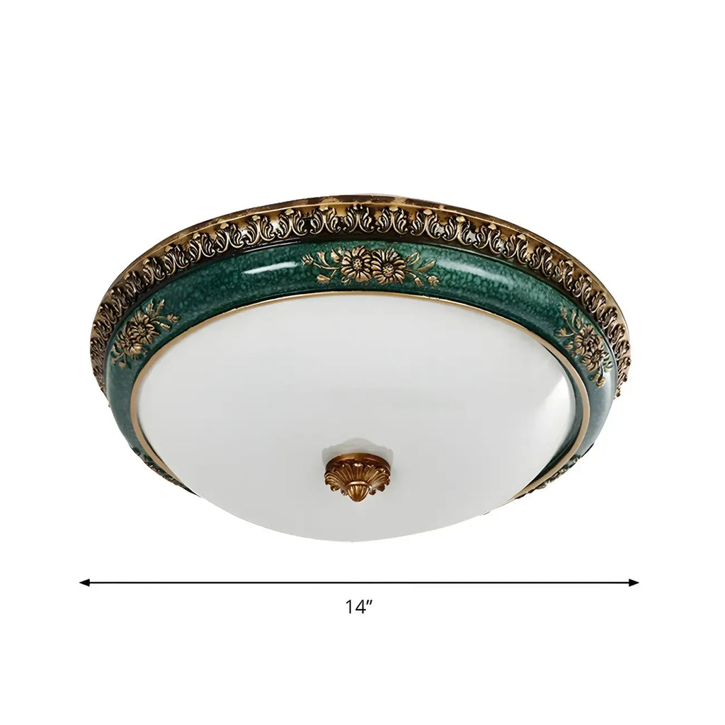 Classic Green Bowl Flush Mount LED Ceiling Light