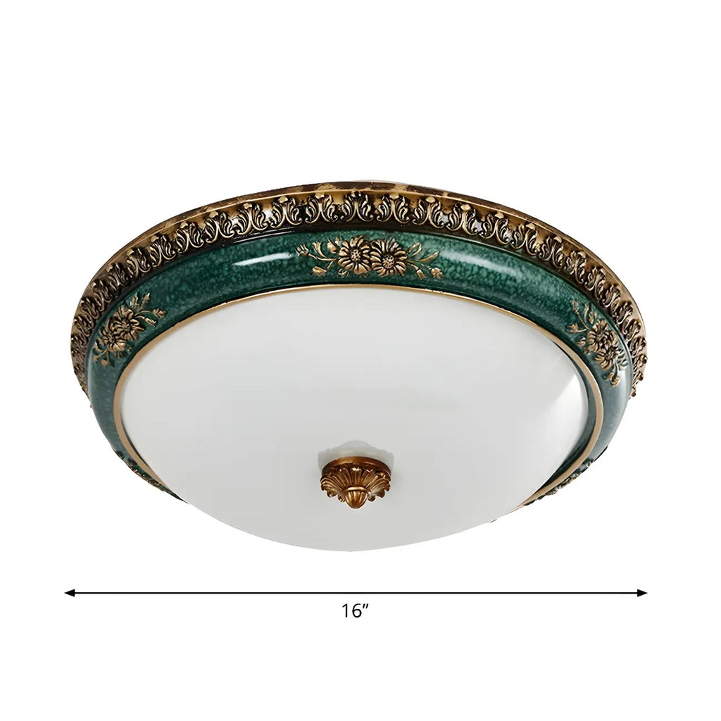 Classic Green Bowl Flush Mount LED Ceiling Light