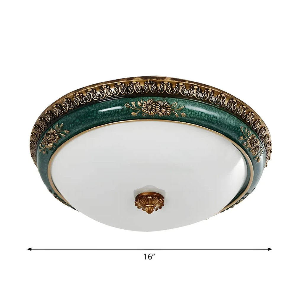 Classic Green Bowl Flush Mount LED Ceiling Light