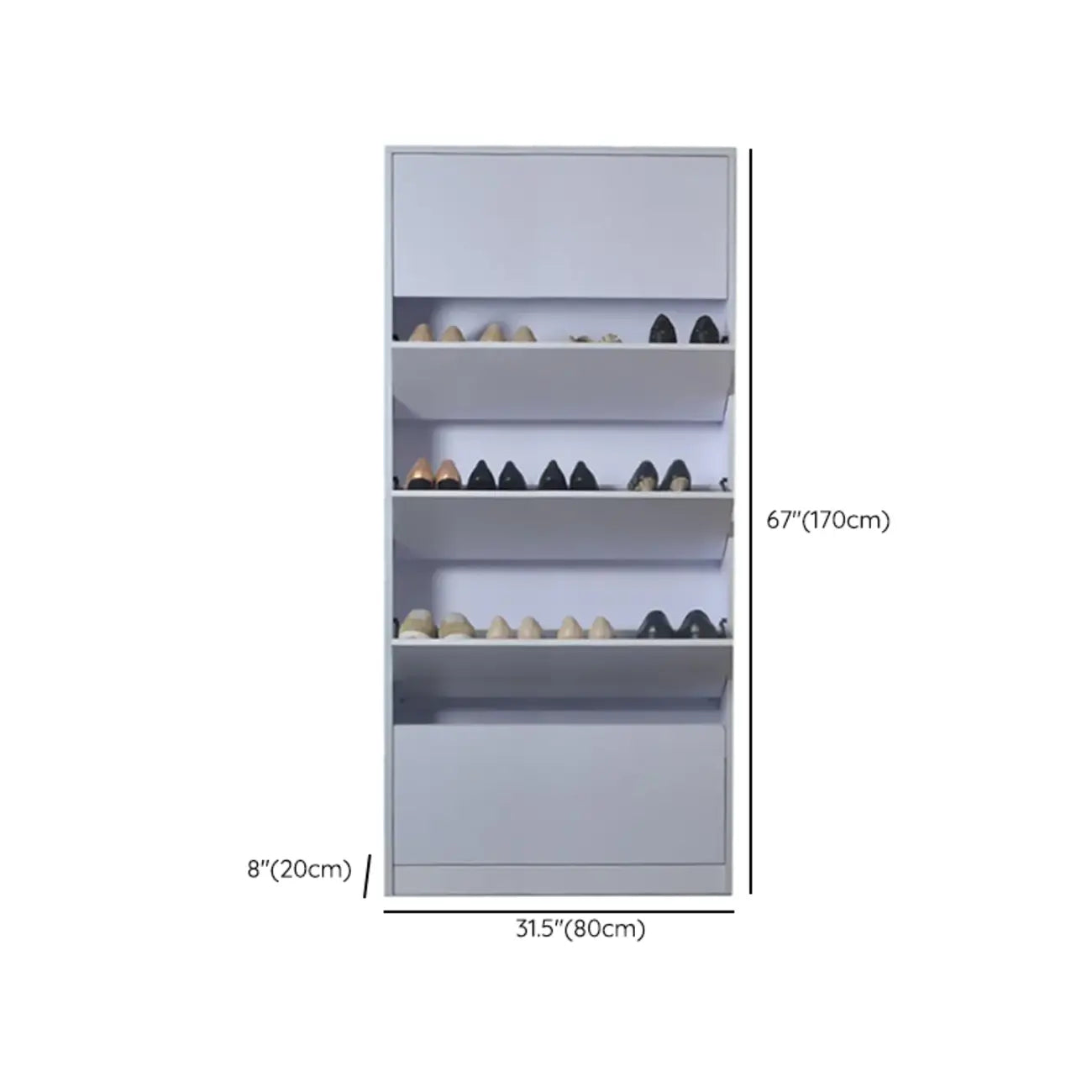 Hallway White Tall Wood Drop-Front Shoe Storage