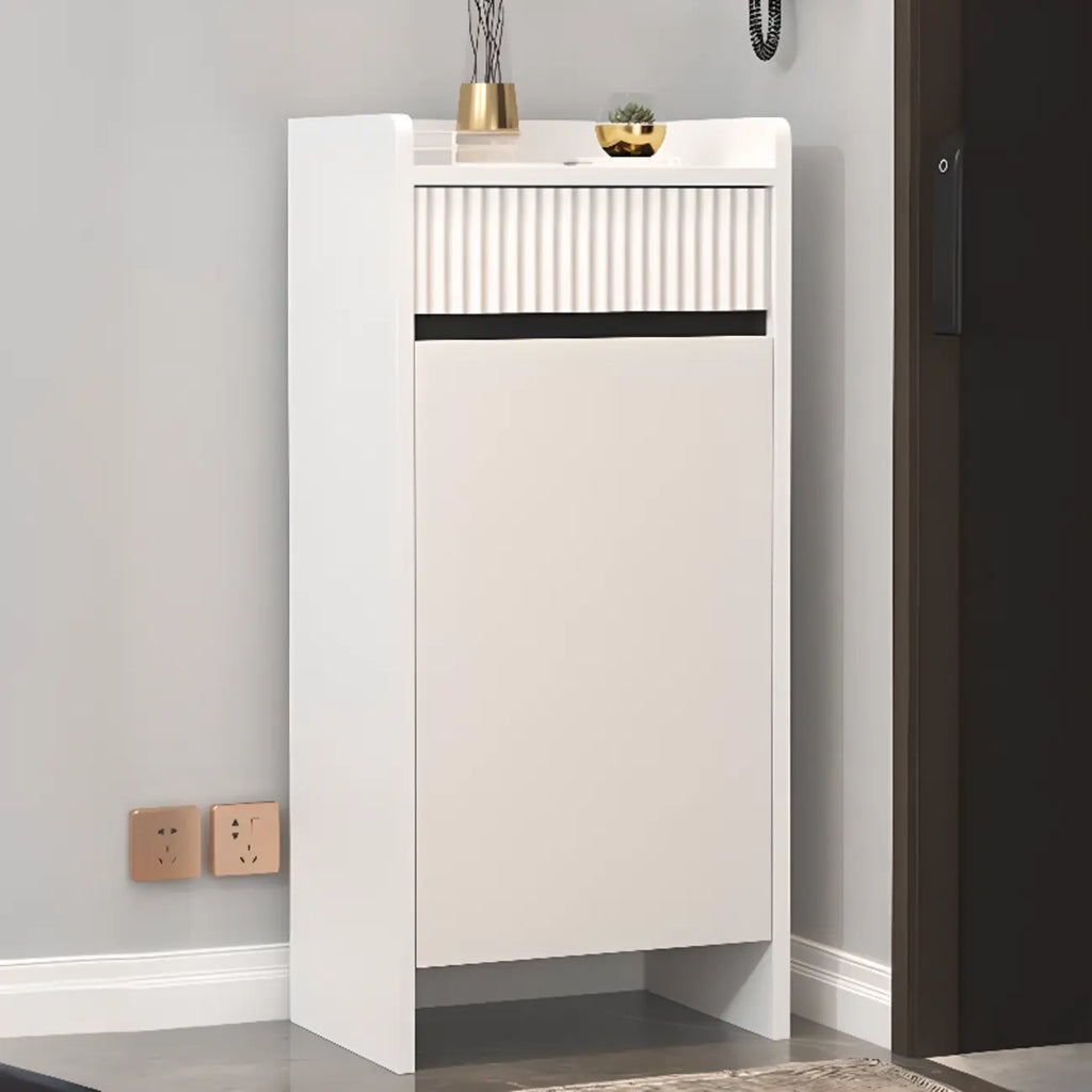 Modern Wood Shoe Cabinet with Drawer and Shelves
