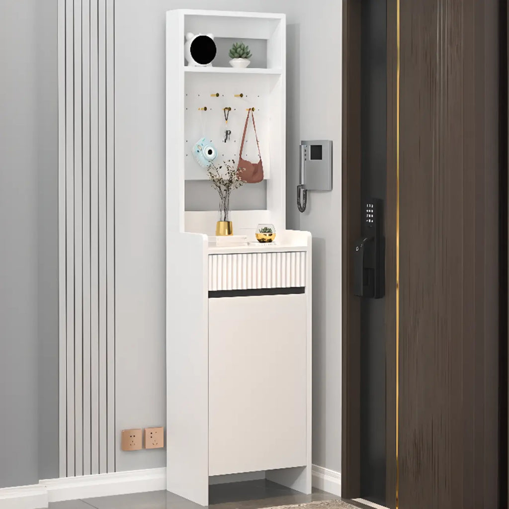 Modern Wood Shoe Cabinet with Drawer and Shelves