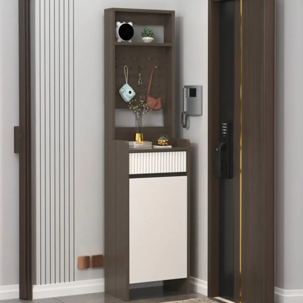 Modern Wood Shoe Cabinet with Drawer and Shelves