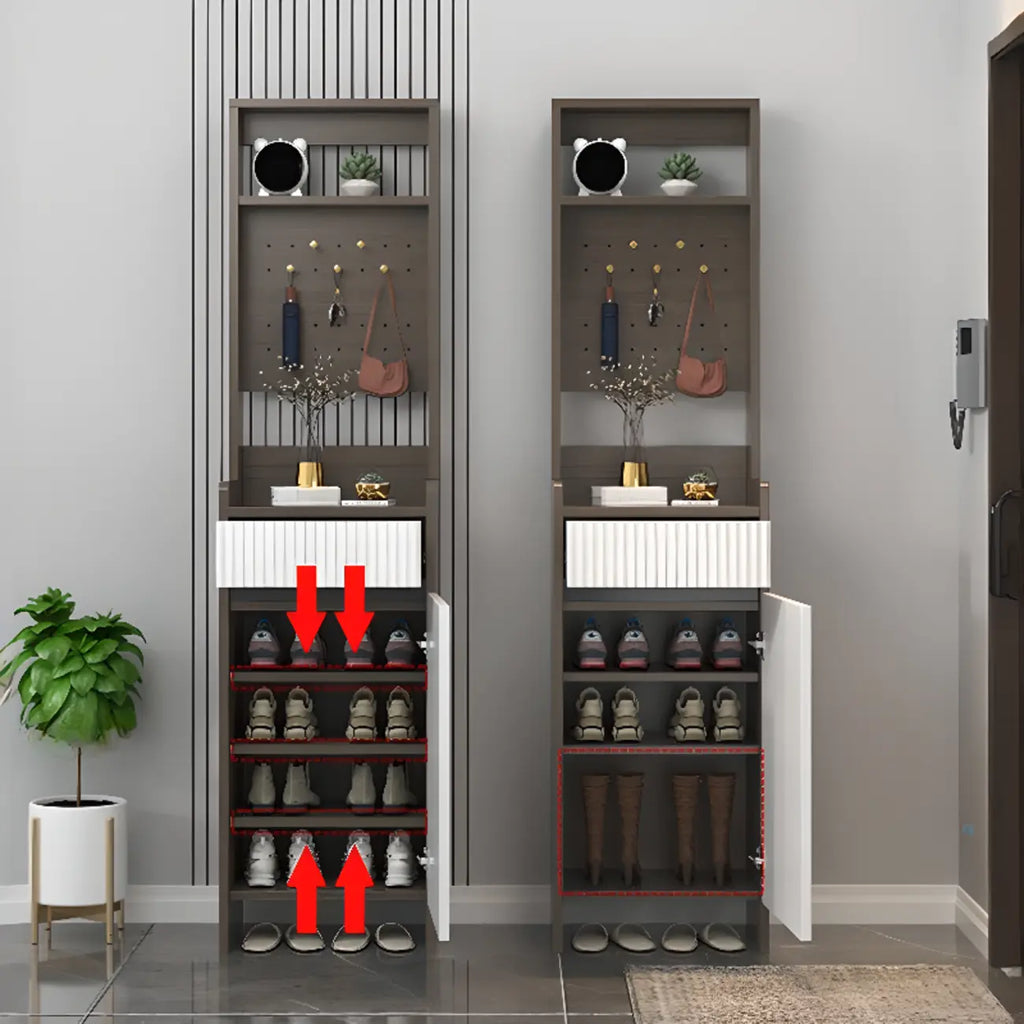Modern Wood Shoe Cabinet with Drawer and Shelves