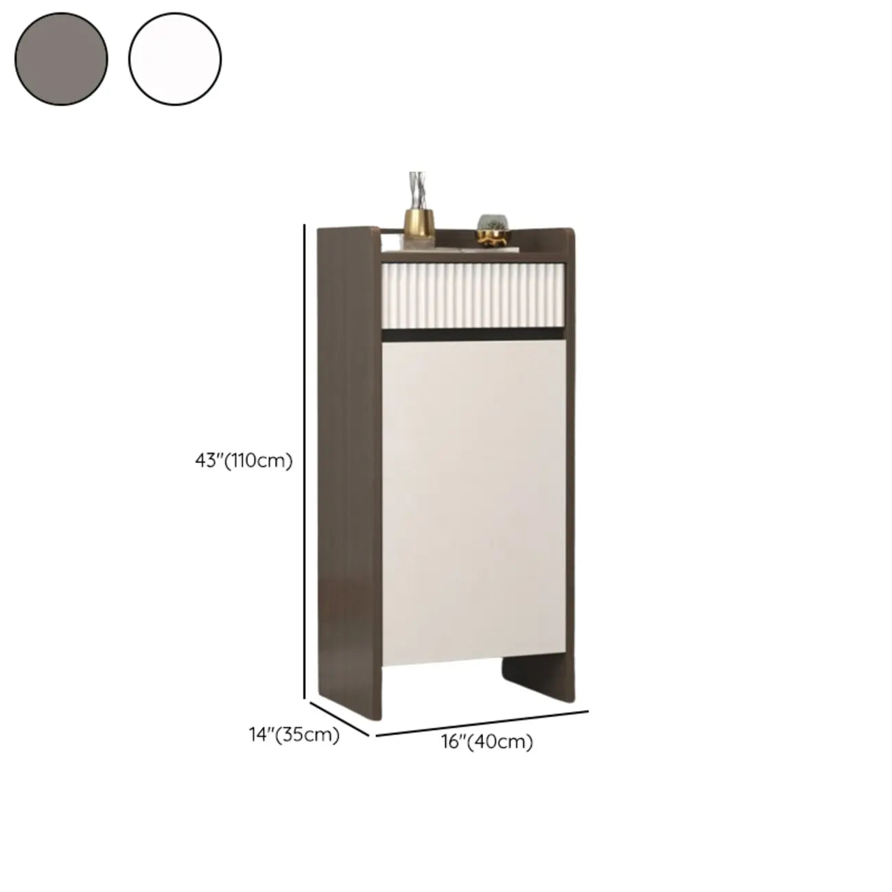 Modern Wood Shoe Cabinet with Drawer and Shelves