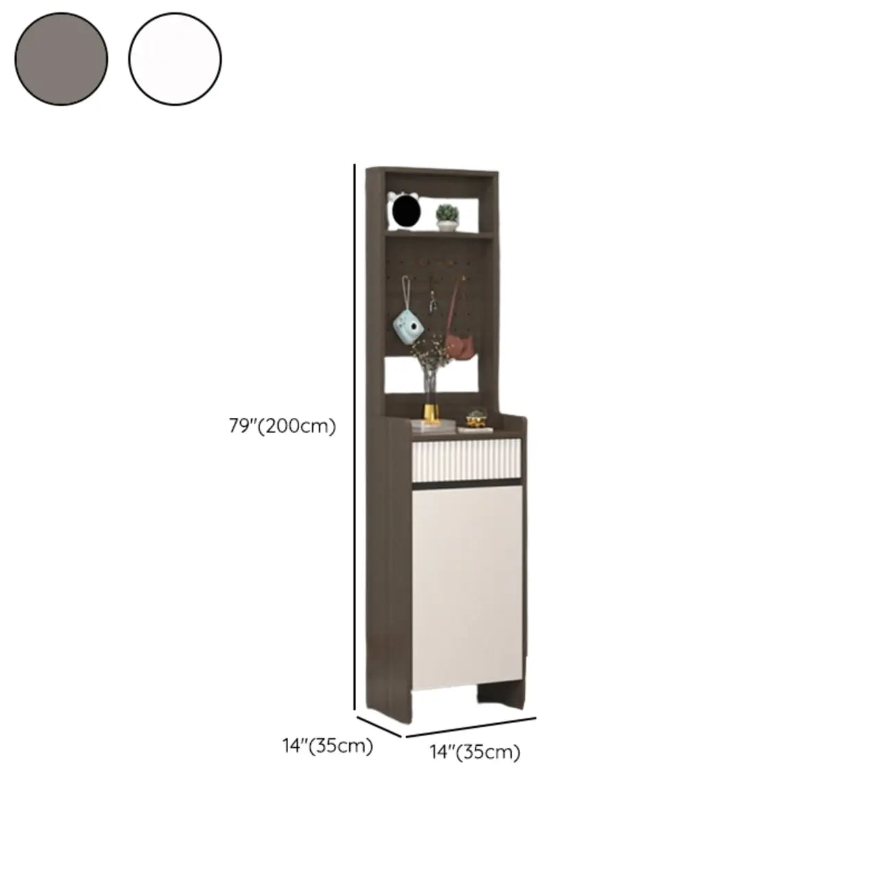 Modern Wood Shoe Cabinet with Drawer and Shelves