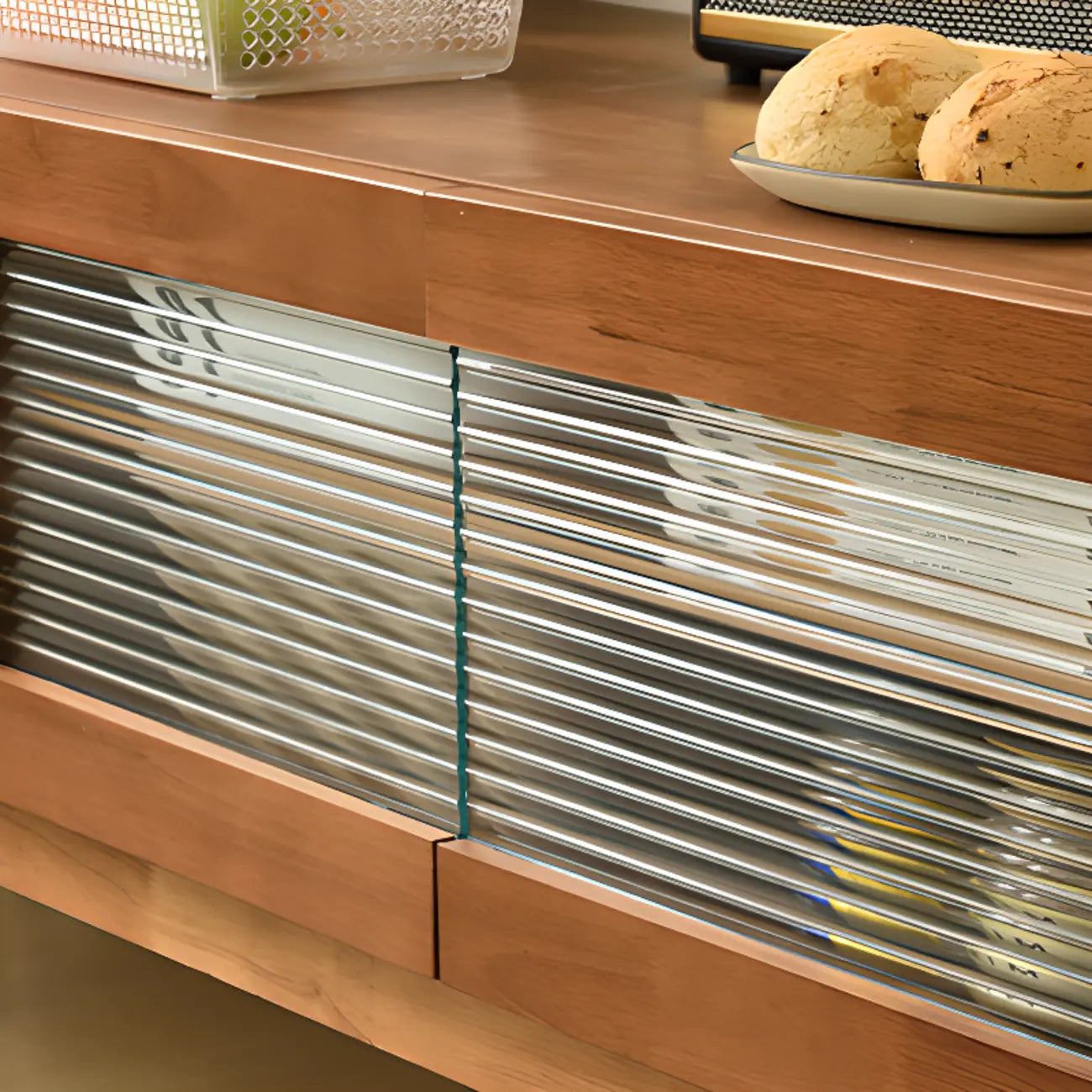 87 Living Room Walnut Wood TV Stand with Adjustable Shelves