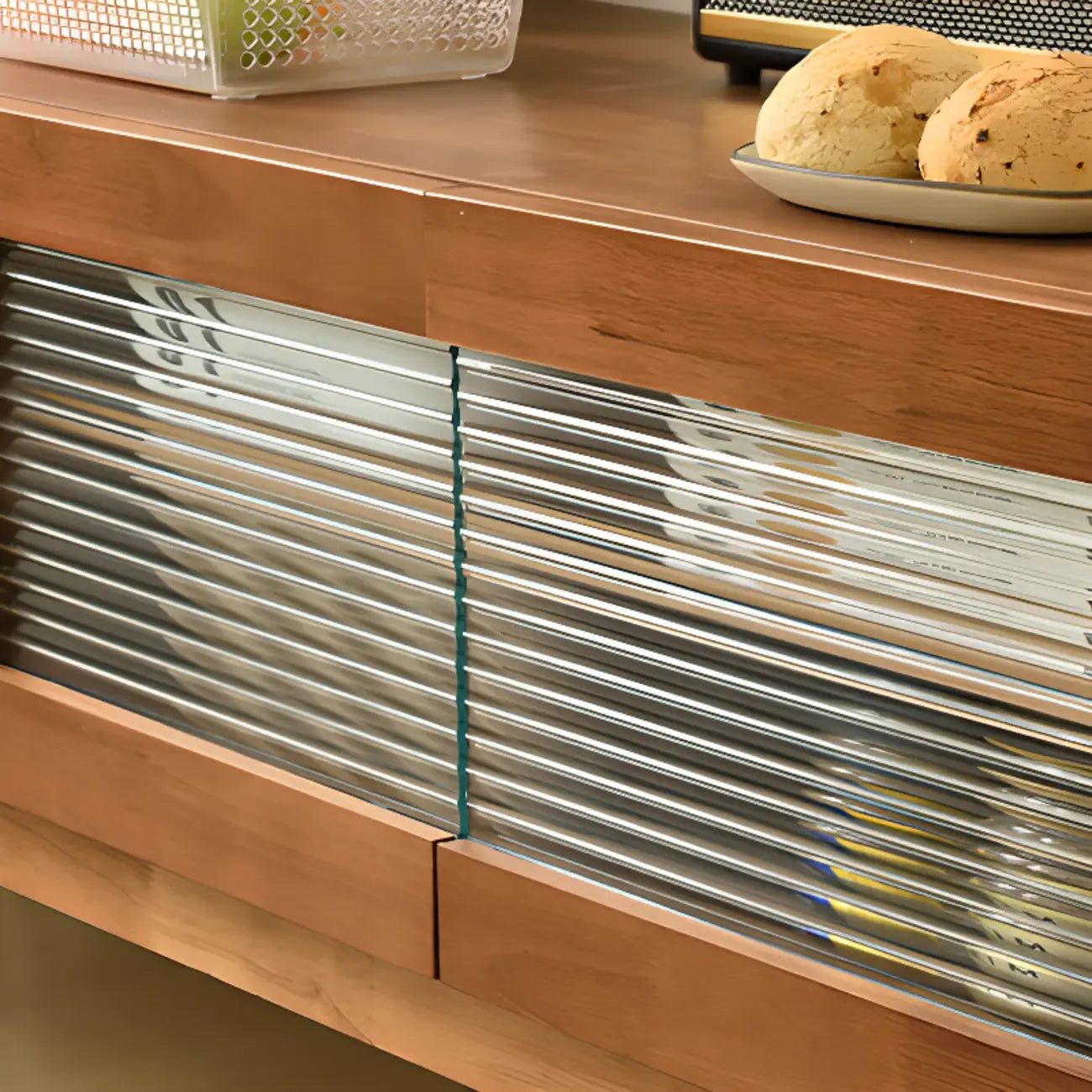 87 Living Room Walnut Wood TV Stand with Adjustable Shelves