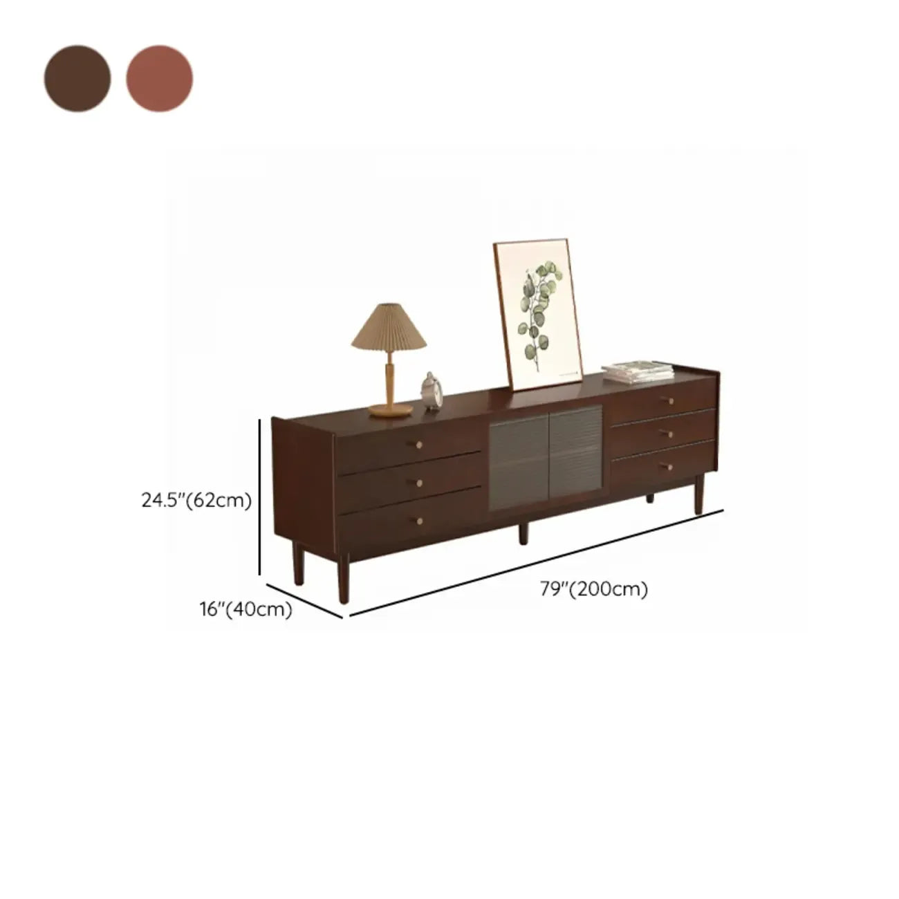 87 Living Room Walnut Wood TV Stand with Adjustable Shelves