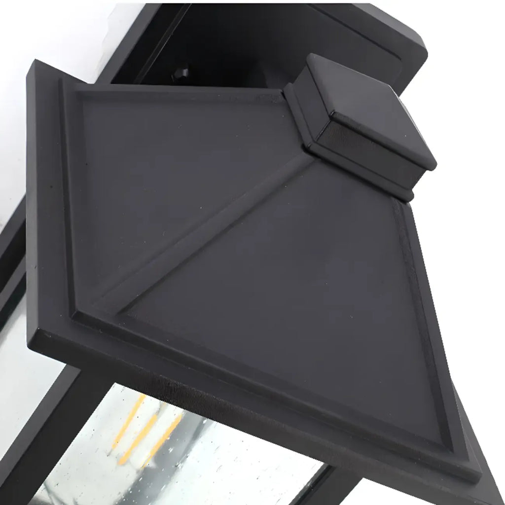 Modern Outdoor Wall Light Metal Black Geometric Glass Shade