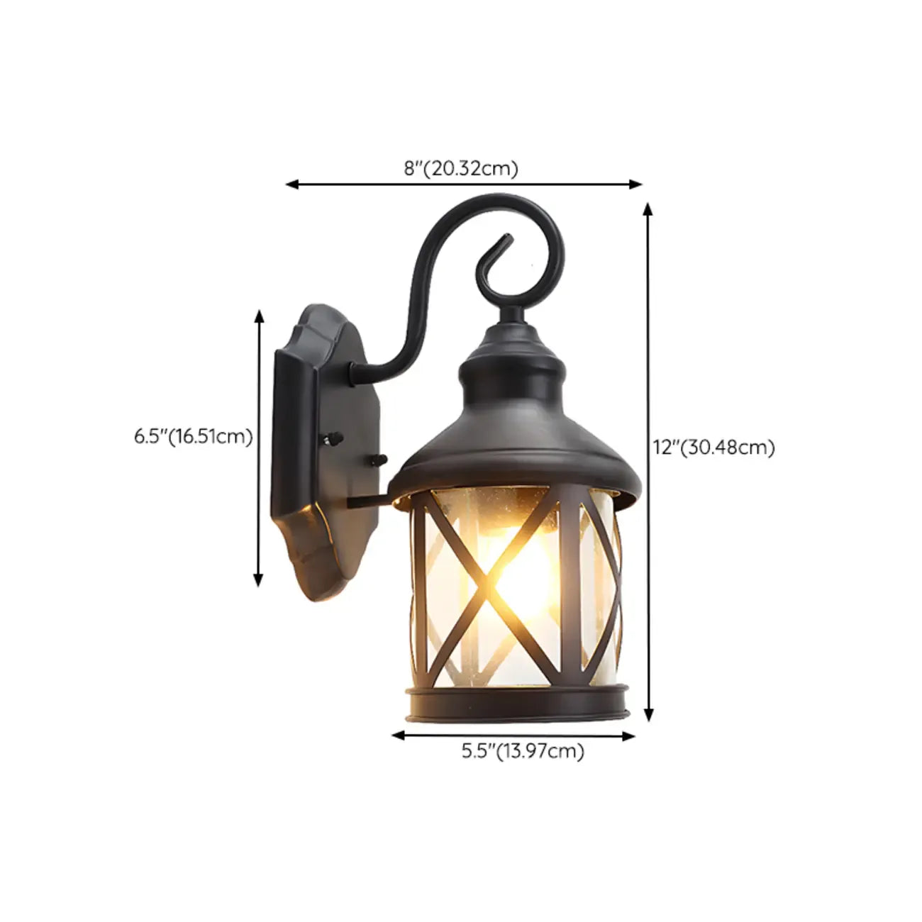 Modern Outdoor Wall Light Metal Black Geometric Glass Shade