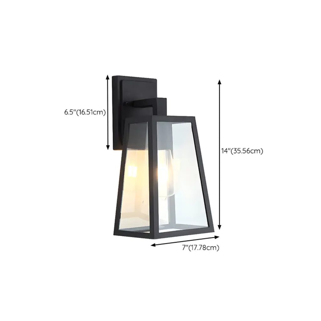 Modern Outdoor Wall Light Metal Black Geometric Glass Shade