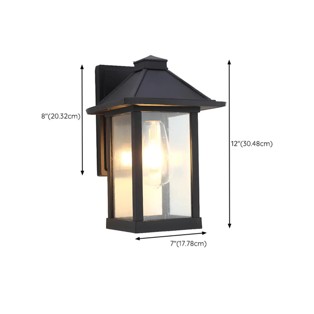 Modern Outdoor Wall Light Metal Black Geometric Glass Shade