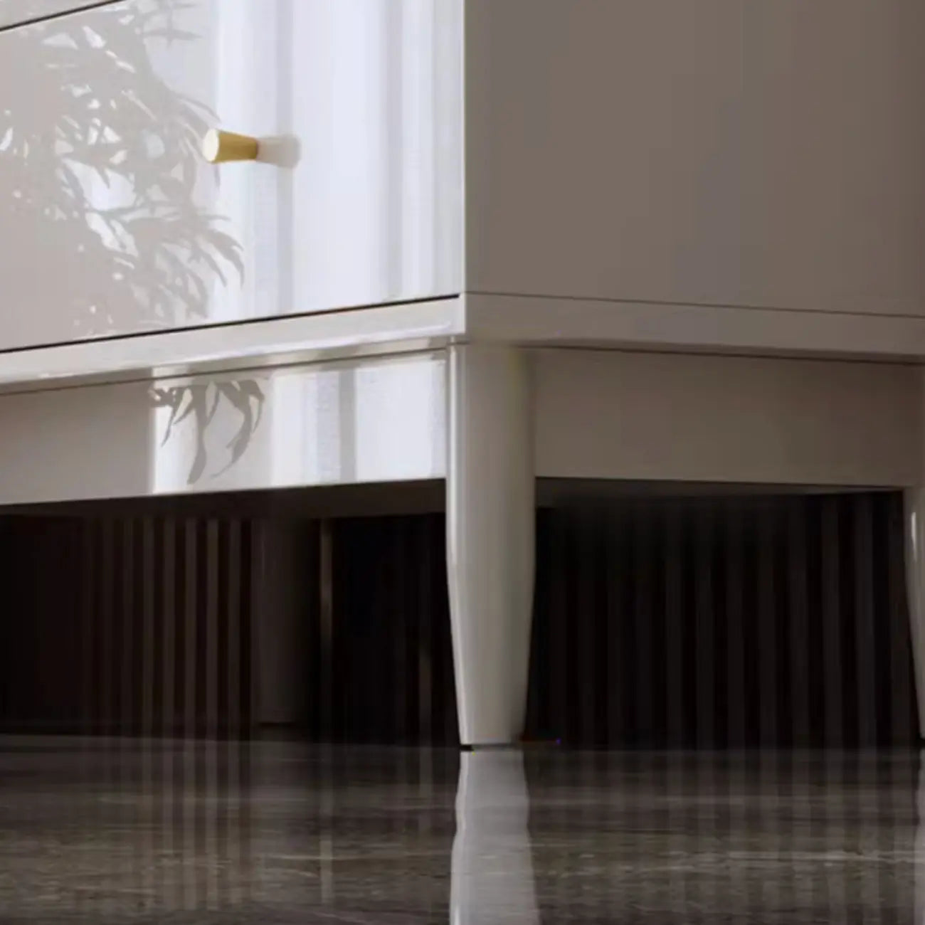 Modern Elegant White Lumber Storage Cabinet with Glass Doors