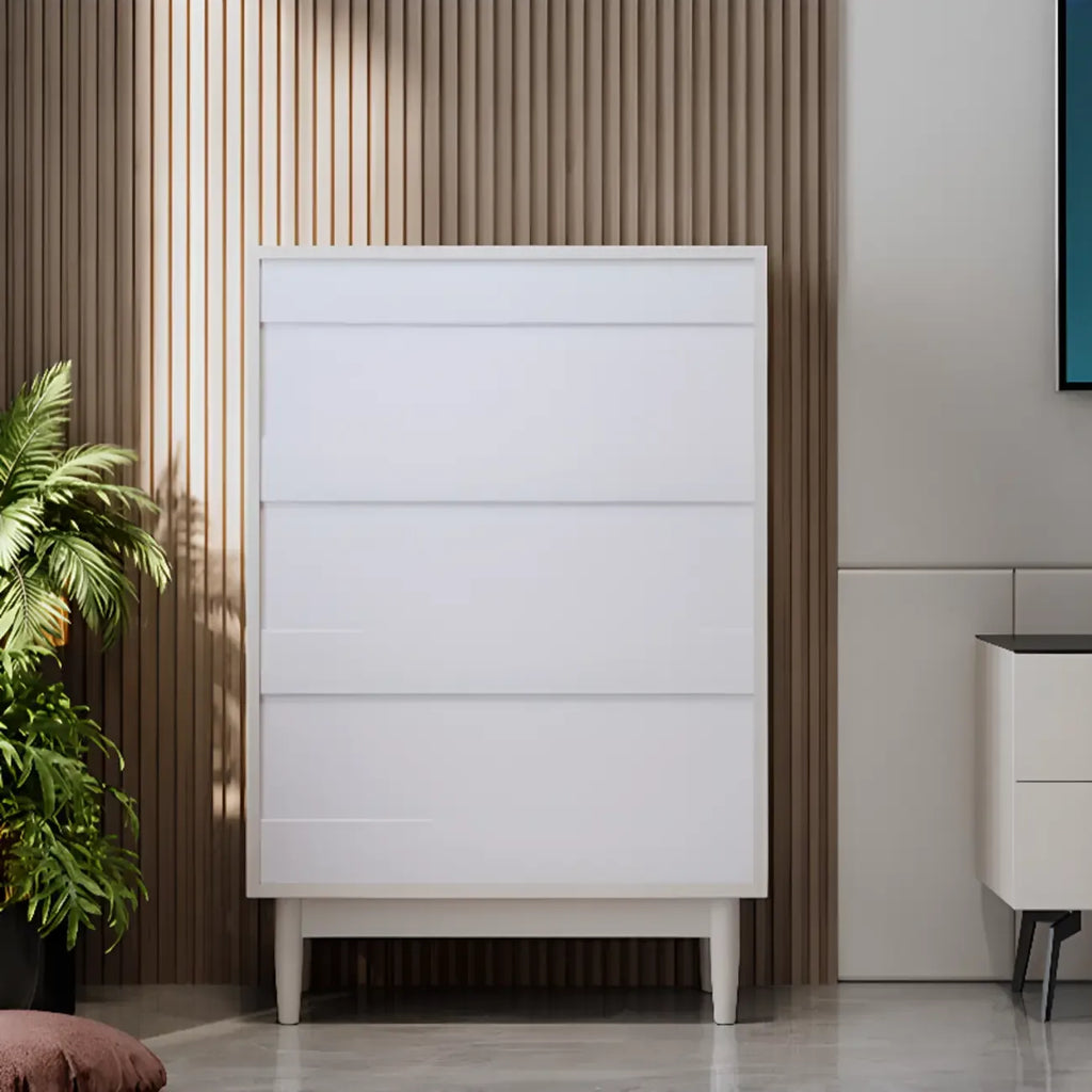Modern Elegant White Lumber Storage Cabinet with Glass Doors