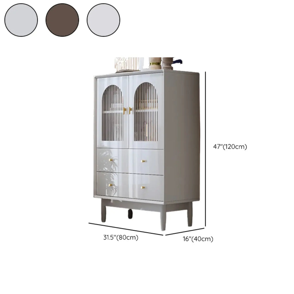 Modern Elegant White Lumber Storage Cabinet with Glass Doors