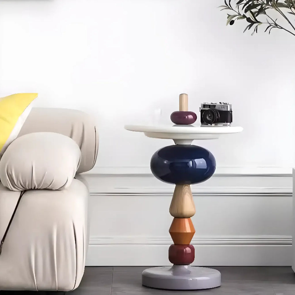 Round Wood Black Chairside Table with Pedestal Base