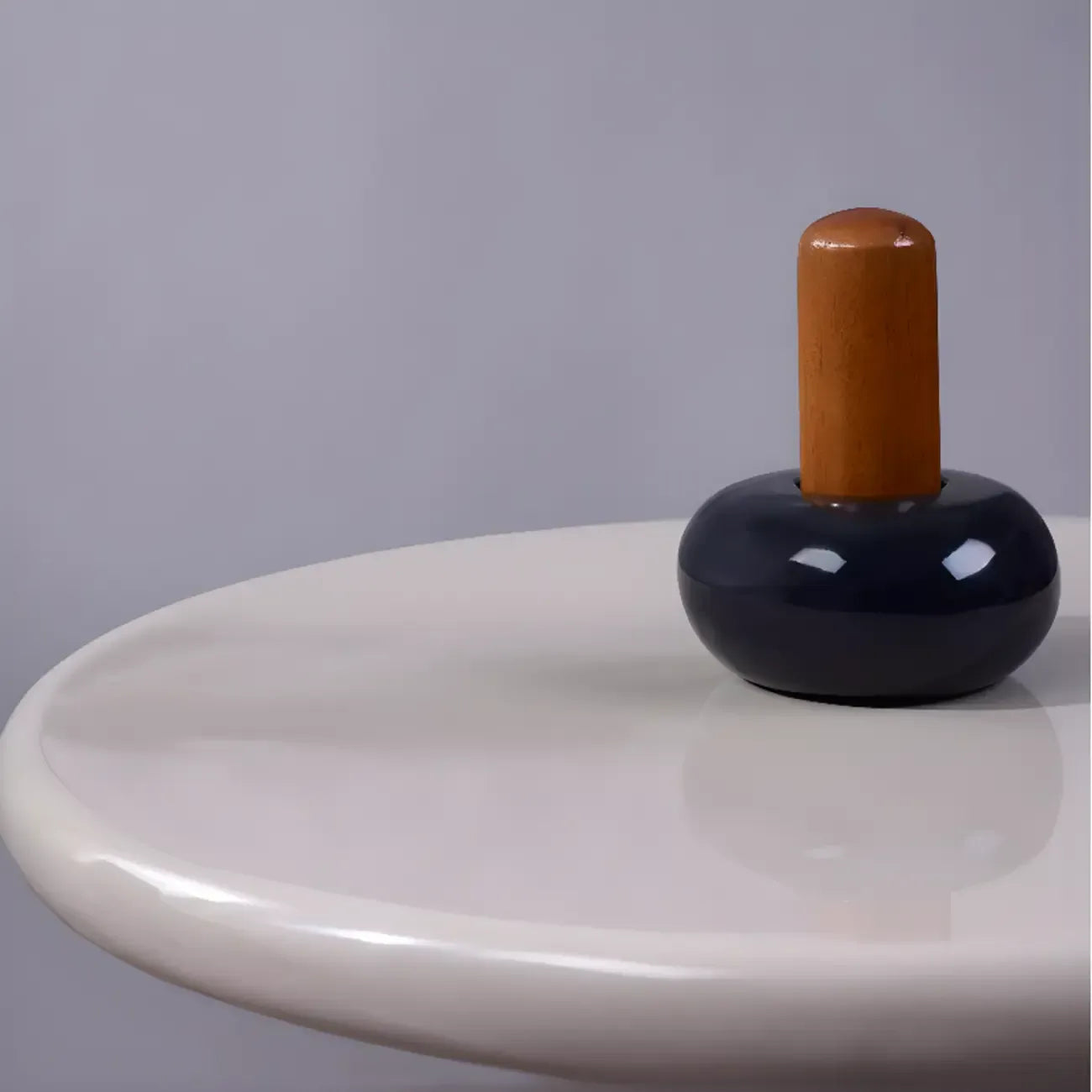 Round Wood Black Chairside Table with Pedestal Base