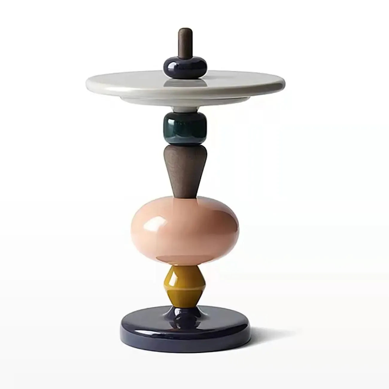 Round Wood Black Chairside Table with Pedestal Base