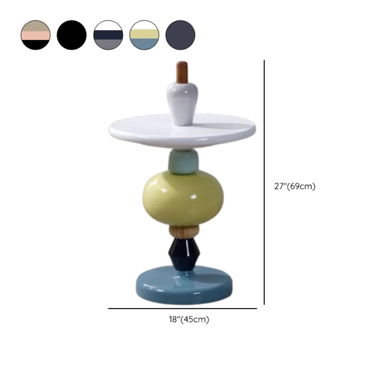 Round Wood Black Chairside Table with Pedestal Base