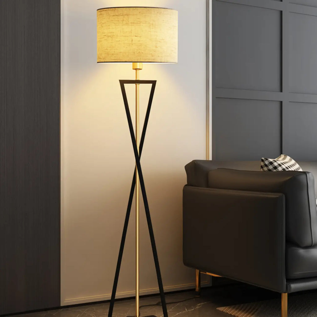 Traditional LED Floor Lamp with Fabric Shade for Living Room