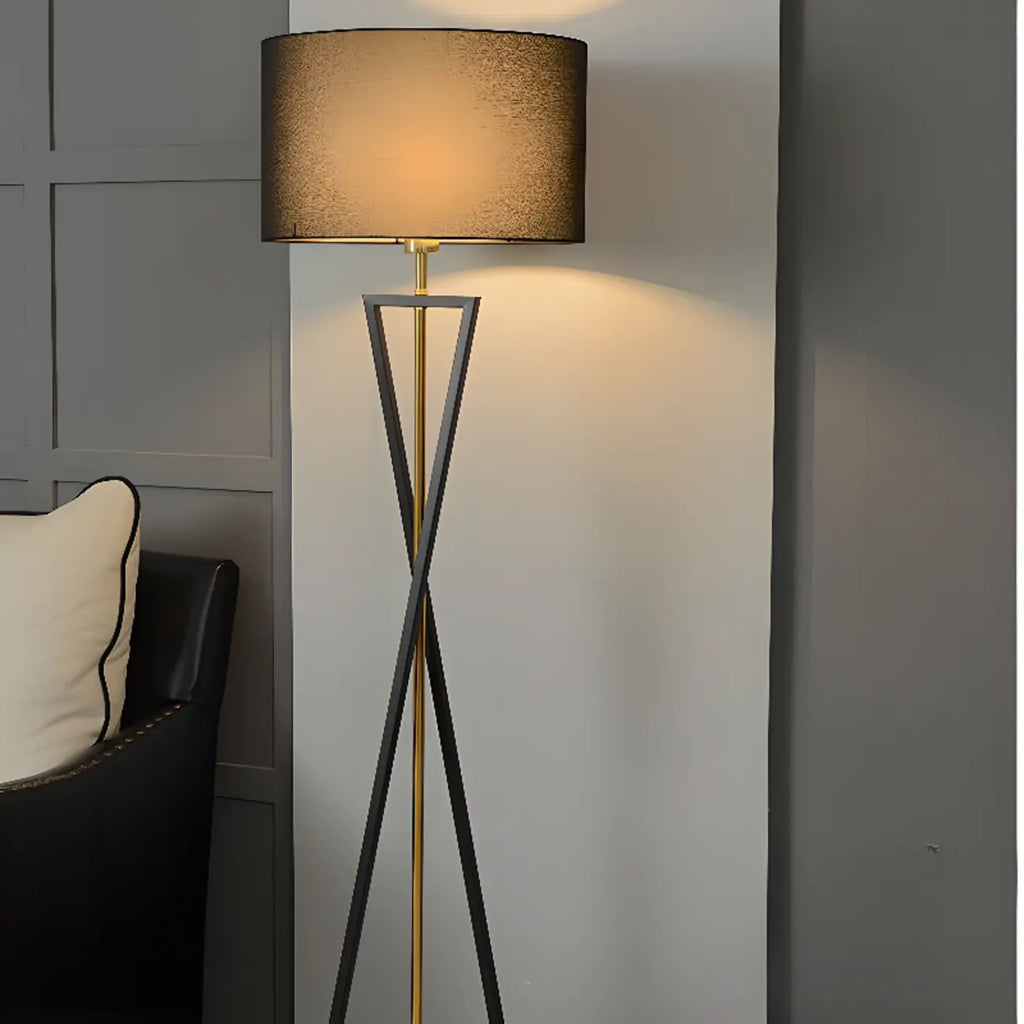 Traditional LED Floor Lamp with Fabric Shade for Living Room