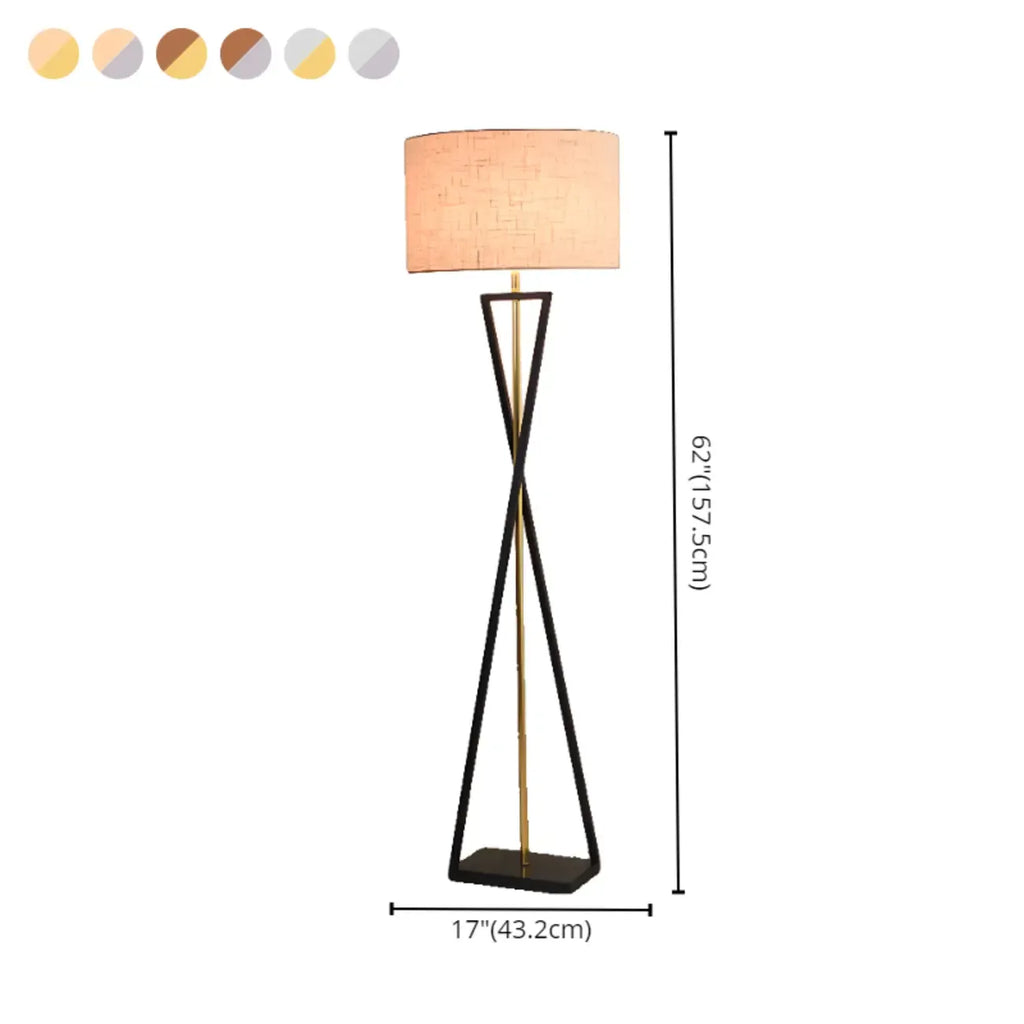 Traditional LED Floor Lamp with Fabric Shade for Living Room