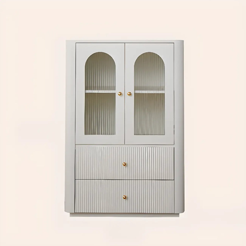 Modern Wooden Glass-panel White Utility Storage Cabinet