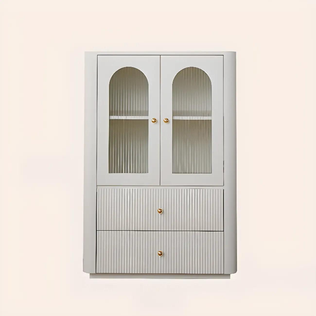 Modern Wooden Glass-panel White Utility Storage Cabinet