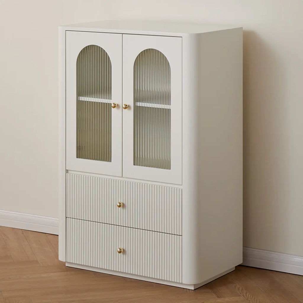Modern Wooden Glass-panel White Utility Storage Cabinet