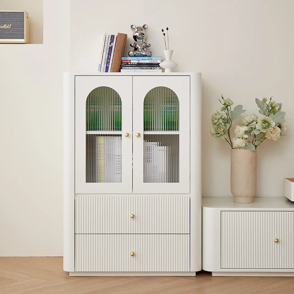 Modern Wooden Glass-panel White Utility Storage Cabinet