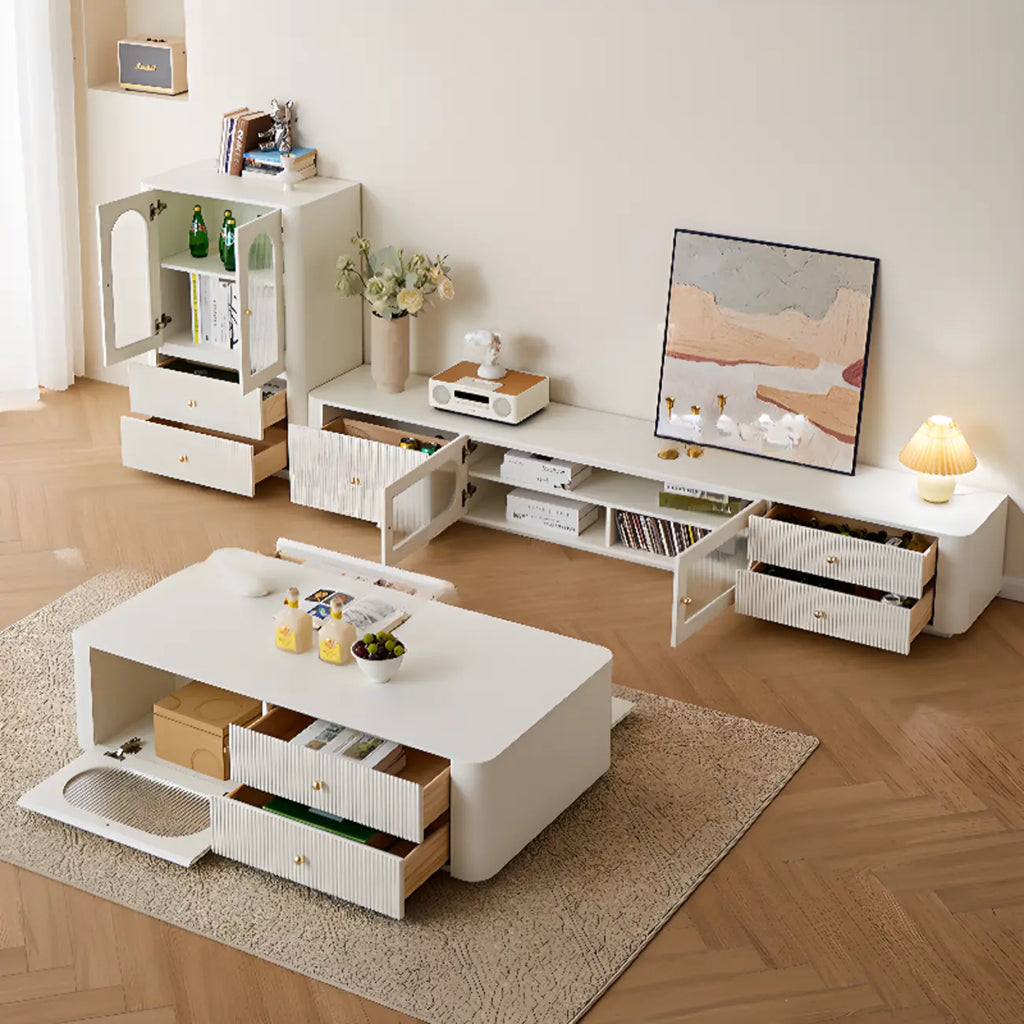 Modern Wooden Glass-panel White Utility Storage Cabinet