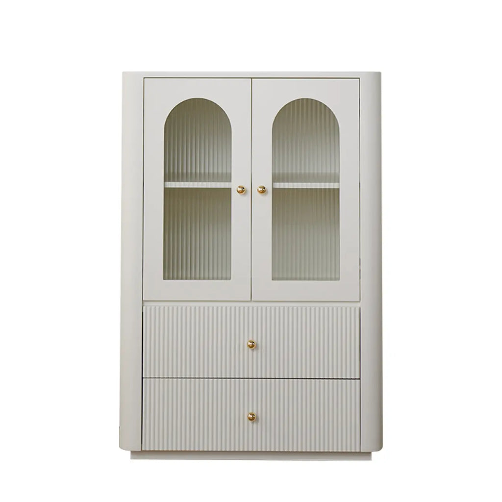 Modern Wooden Glass-panel White Utility Storage Cabinet