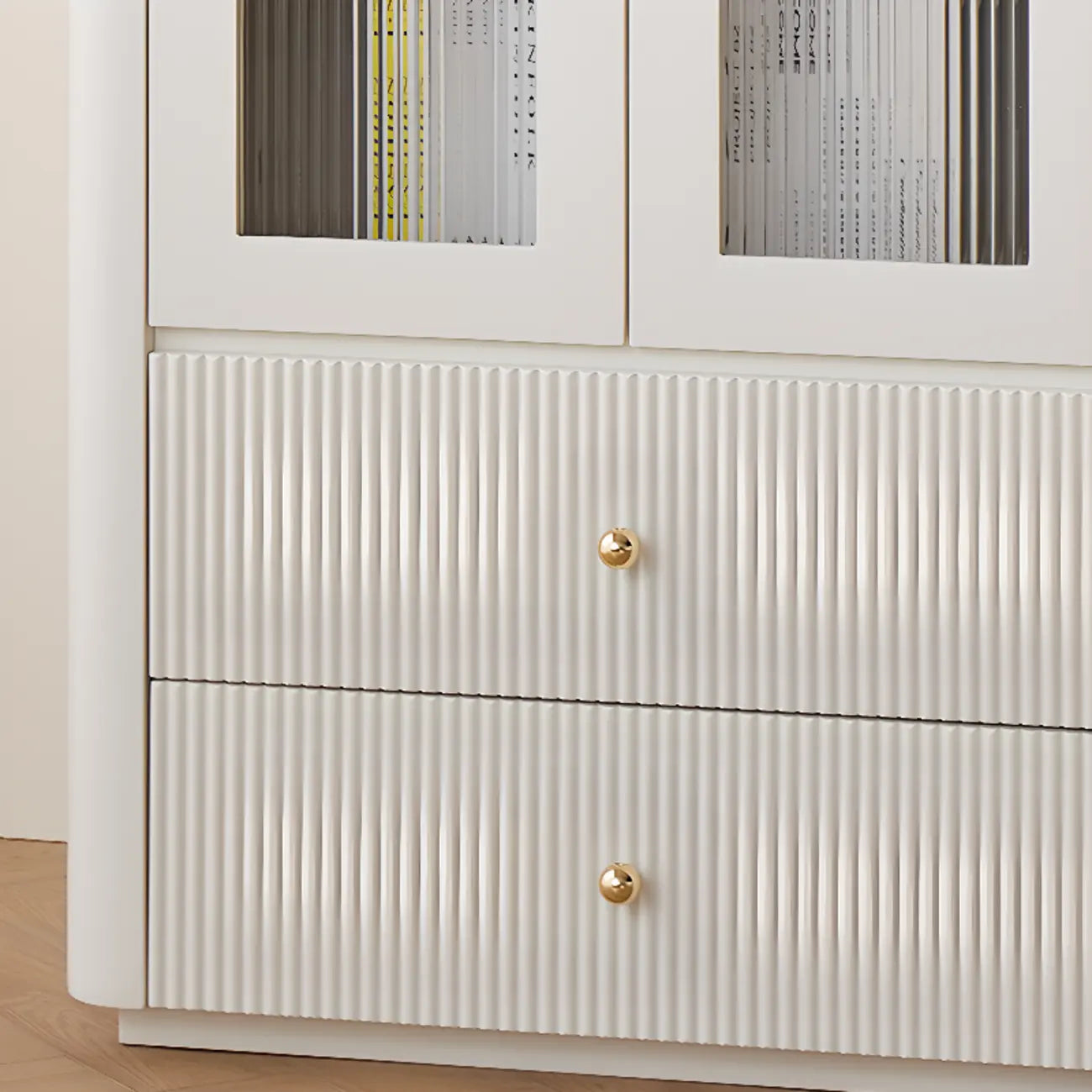 Modern Wooden Glass-panel White Utility Storage Cabinet