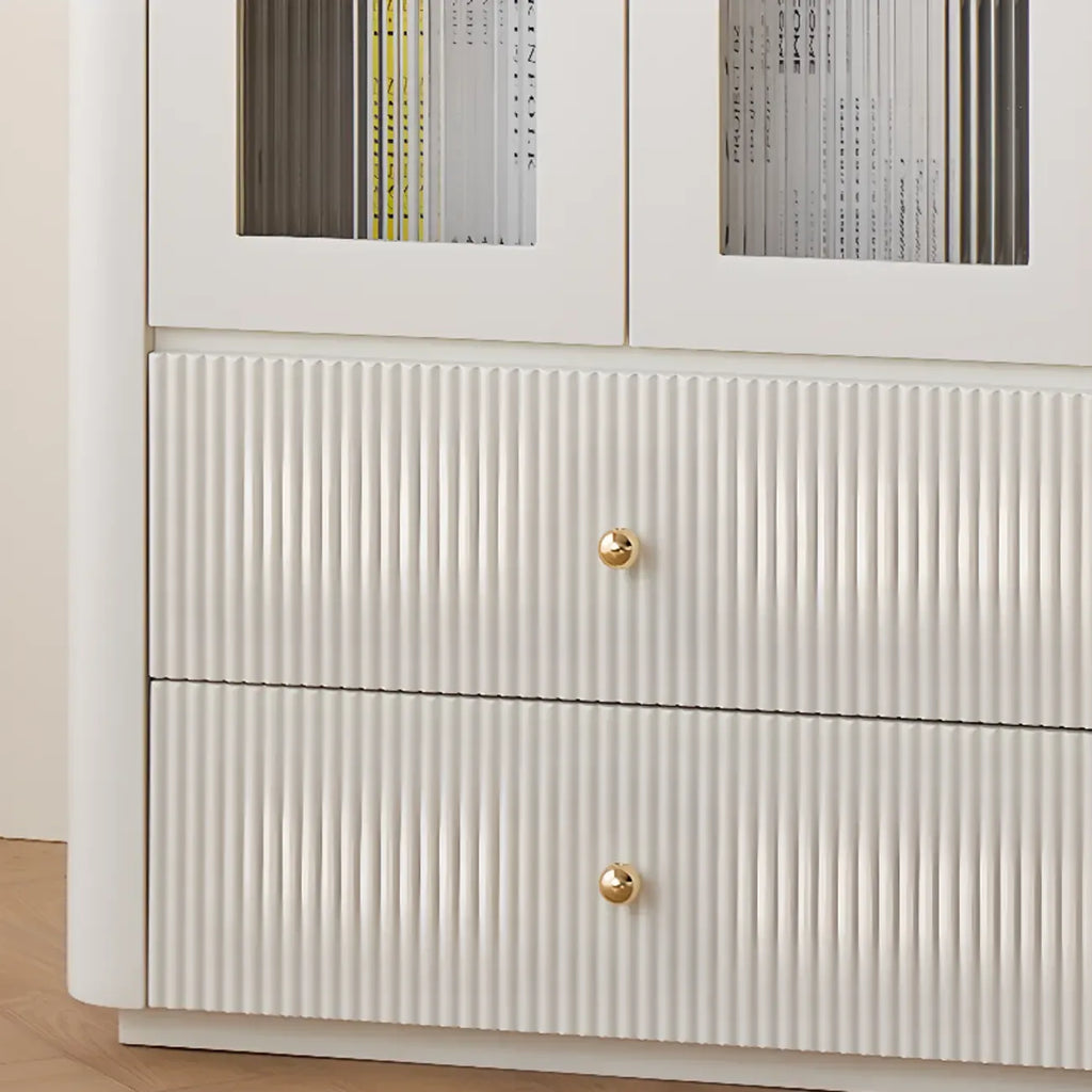 Modern Wooden Glass-panel White Utility Storage Cabinet
