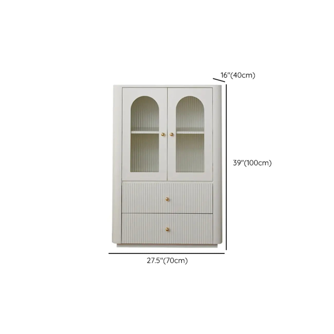 Modern Wooden Glass-panel White Utility Storage Cabinet