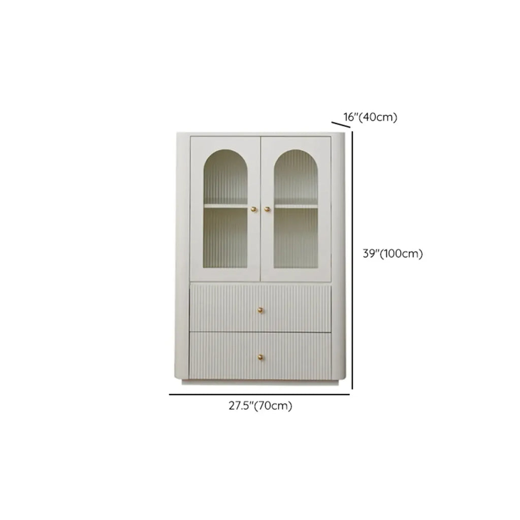 Modern Wooden Glass-panel White Utility Storage Cabinet