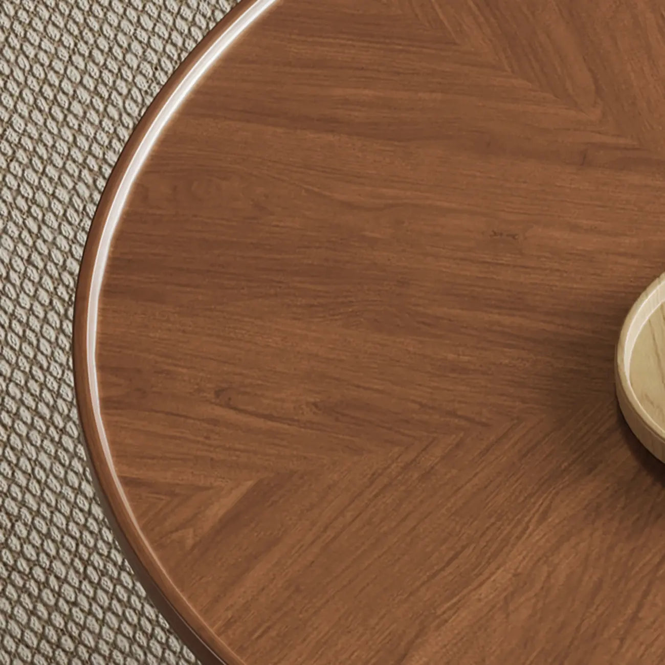 Metal Base Nesting Brown Wood Round Drawer Coffee Table