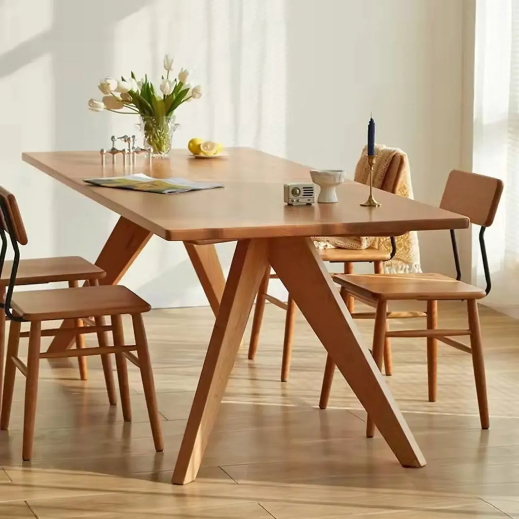 Stylish Natural Wood Rectangle Dining Table
