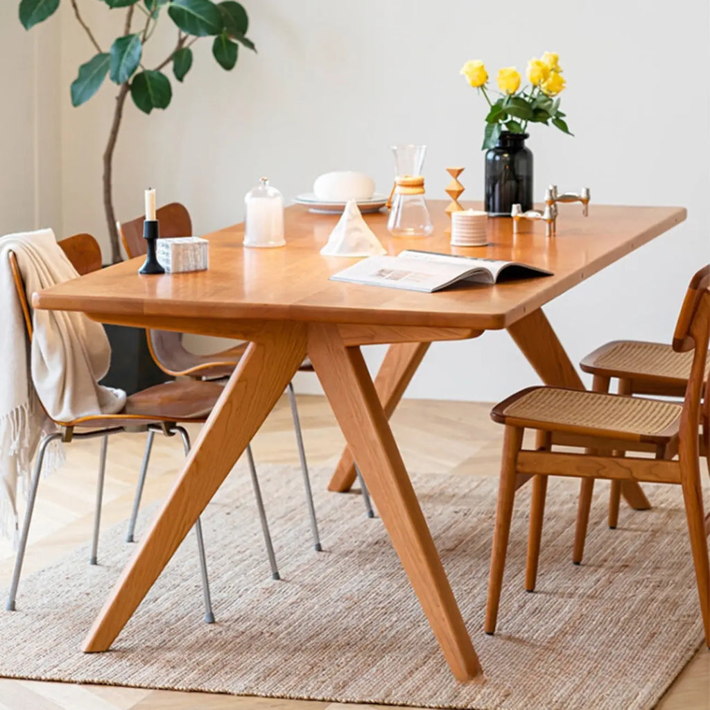 Stylish Natural Wood Rectangle Dining Table