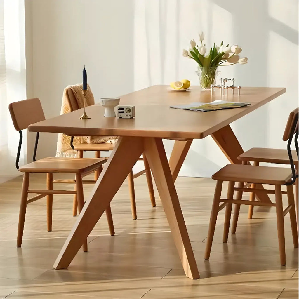 Stylish Natural Wood Rectangle Dining Table