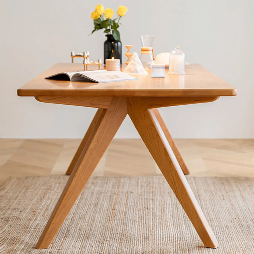 Stylish Natural Wood Rectangle Dining Table