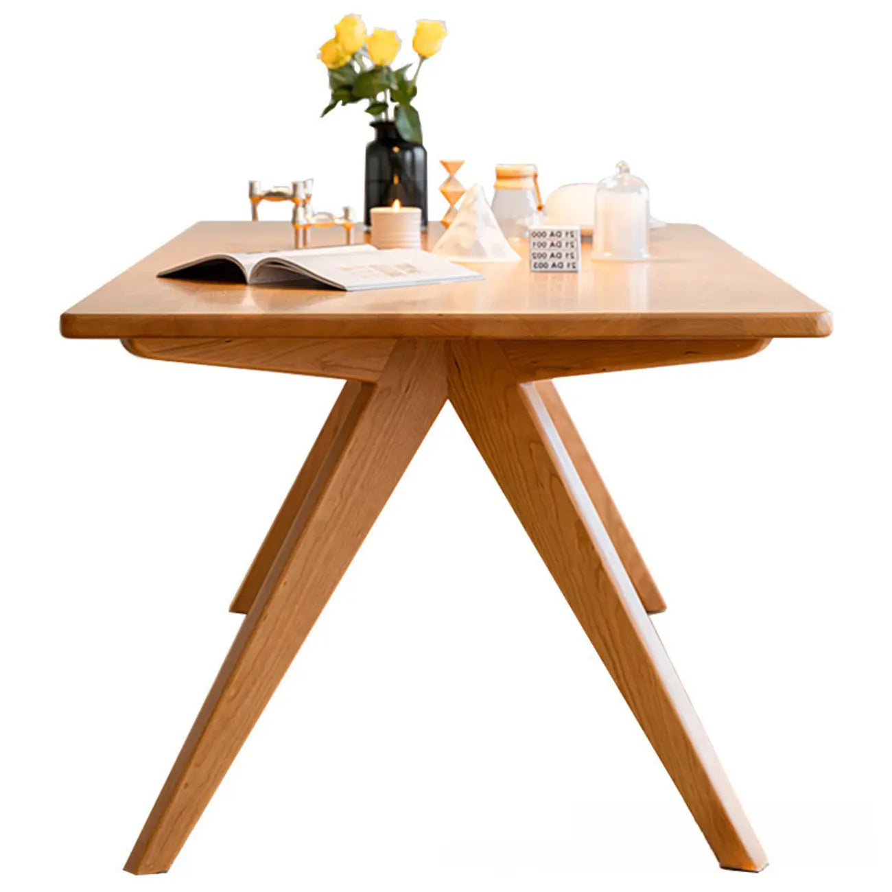 Stylish Natural Wood Rectangle Dining Table
