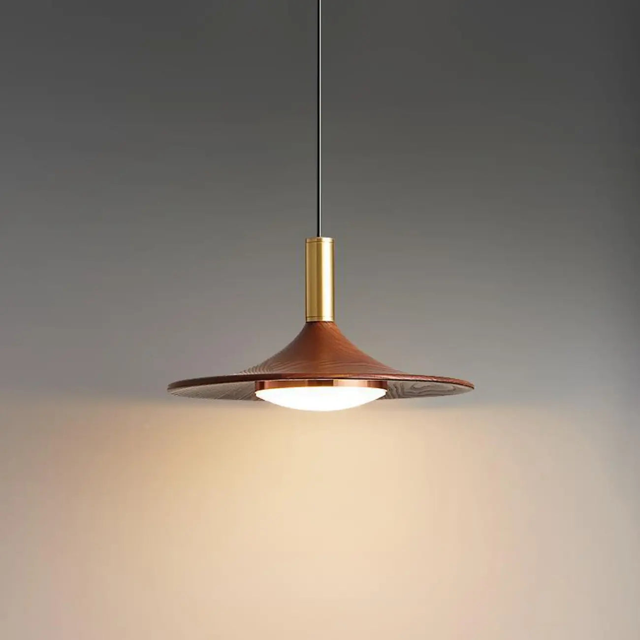 Walnut Round Acrylic Pendant Hanging Light for Living Room