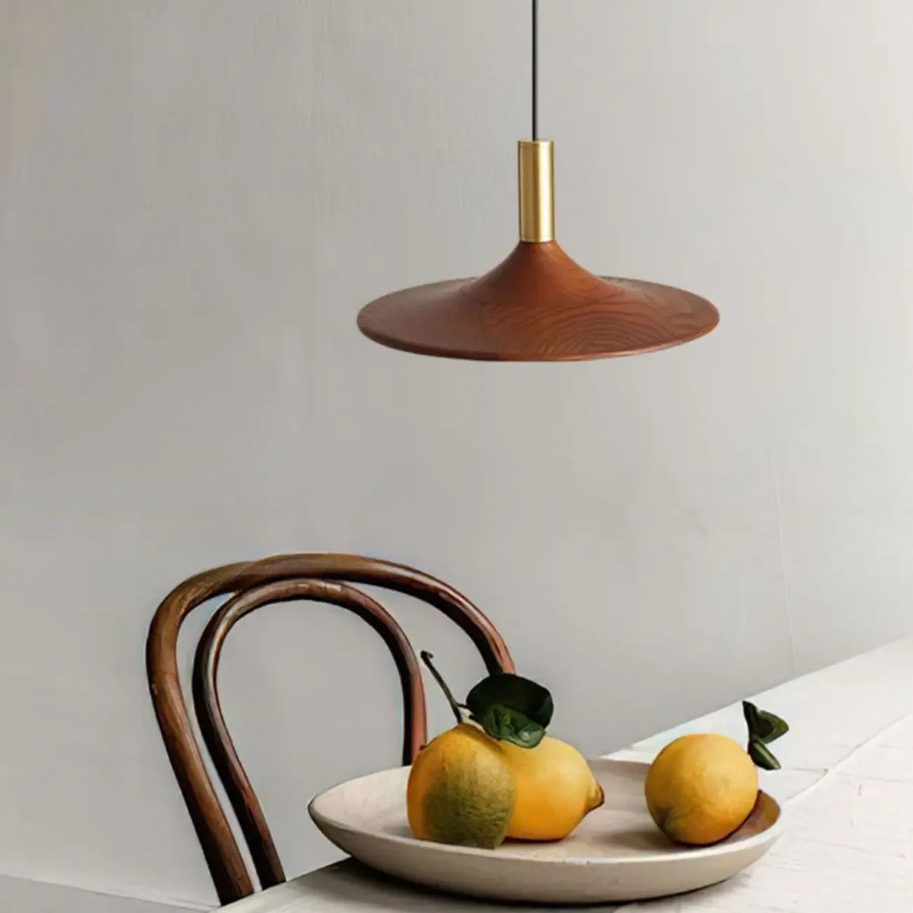 Walnut Round Acrylic Pendant Hanging Light for Living Room