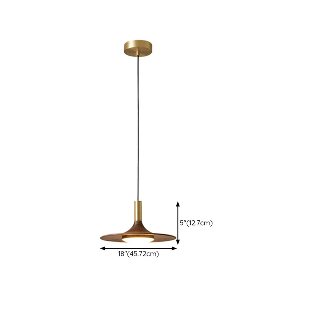 Walnut Round Acrylic Pendant Hanging Light for Living Room