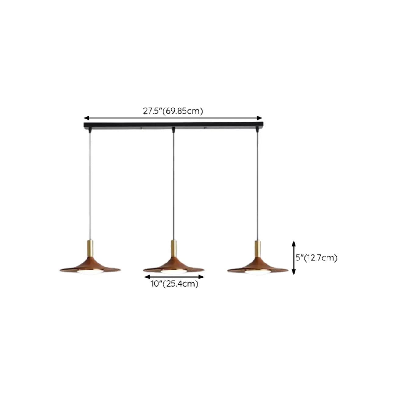 Walnut Round Acrylic Pendant Hanging Light for Living Room